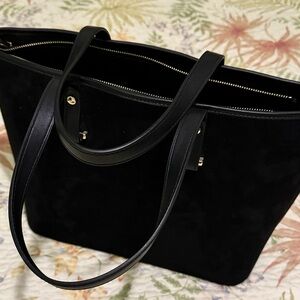 Large Black Velvet Tote Bag